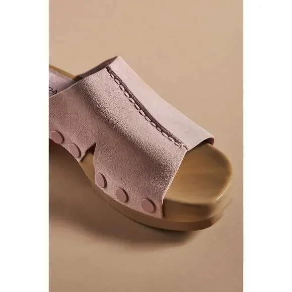 Kelsi Dagger Brooklyn Blush Pink Suede Platform Clog Slide Sandals NWOT 9.5 - Picture 4 of 7